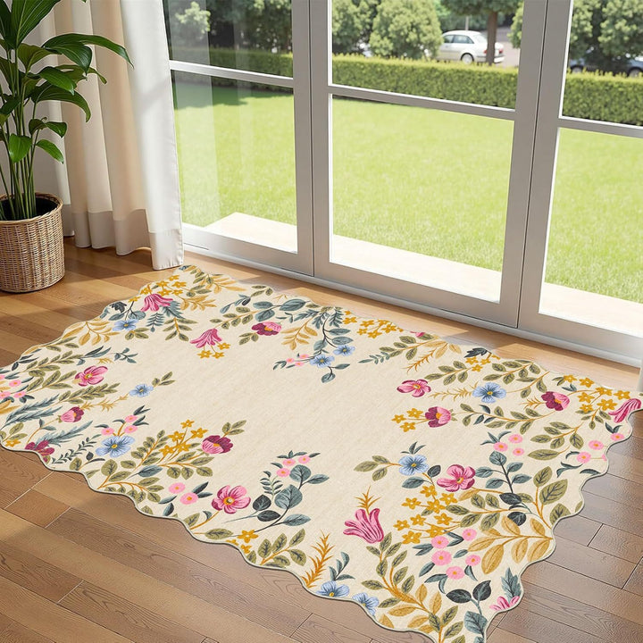 Entrance mat with floral pattern, washable