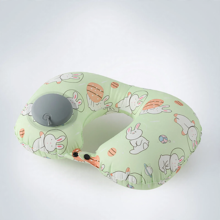 Inflatable neck pillow for travel, U-shape