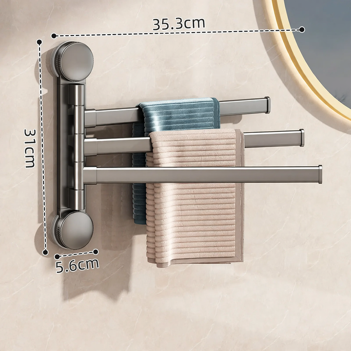 Rotatable towel holder made of aluminum, no drilling
