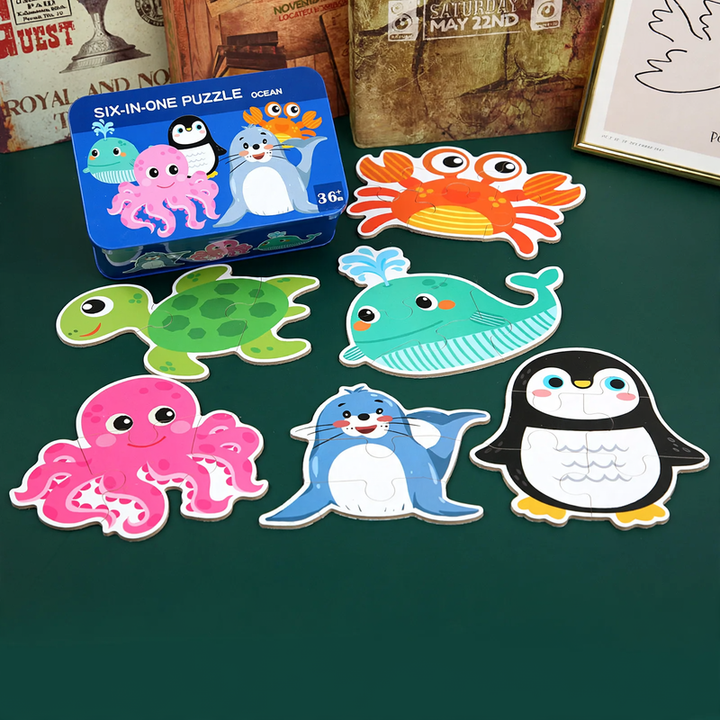 Wood Puzzle Set Little Explorer, 6 Designs