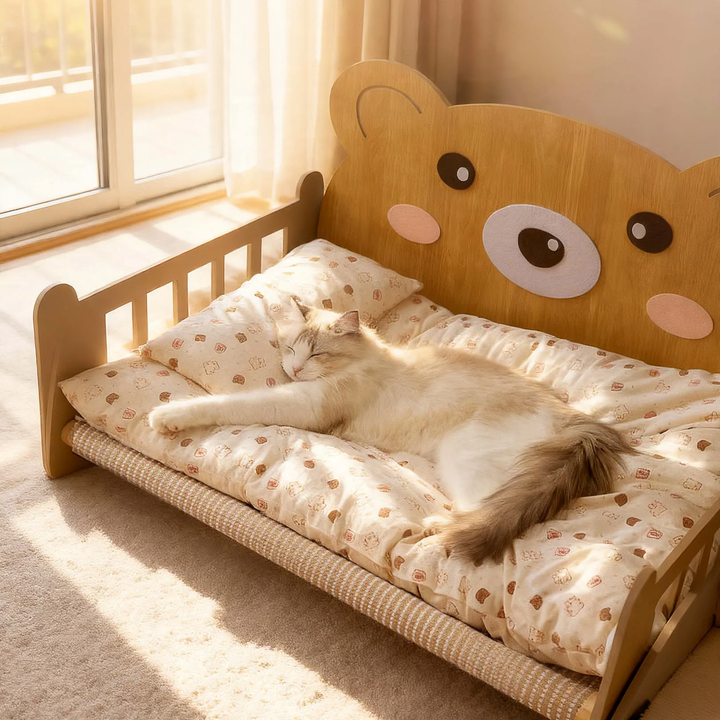 Wood Pet Bed with Integrated Ladder