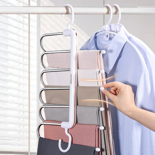 Expandable pants rack with 6 levels