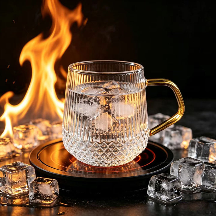 Glass drinking cup with straw