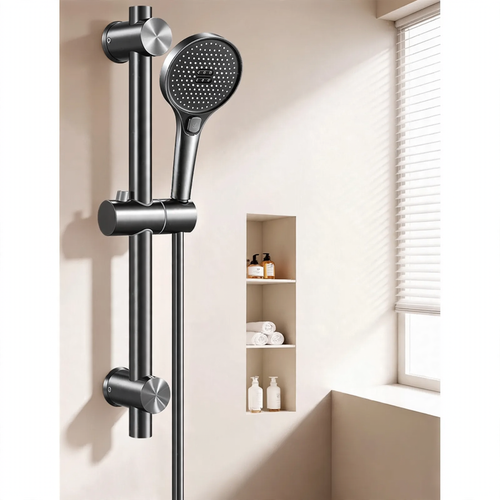 Stainless steel shower rod with height adjustment, model HX-A-818