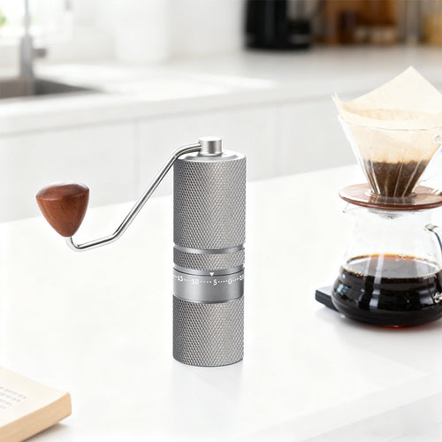 Hand coffee grinder with steel core, luxury design