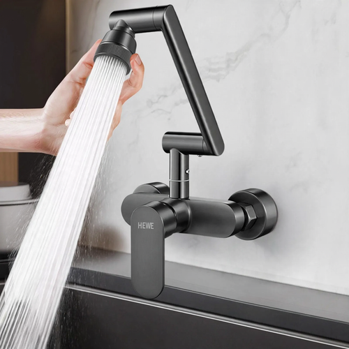 Built-in kitchen faucet with universal joint