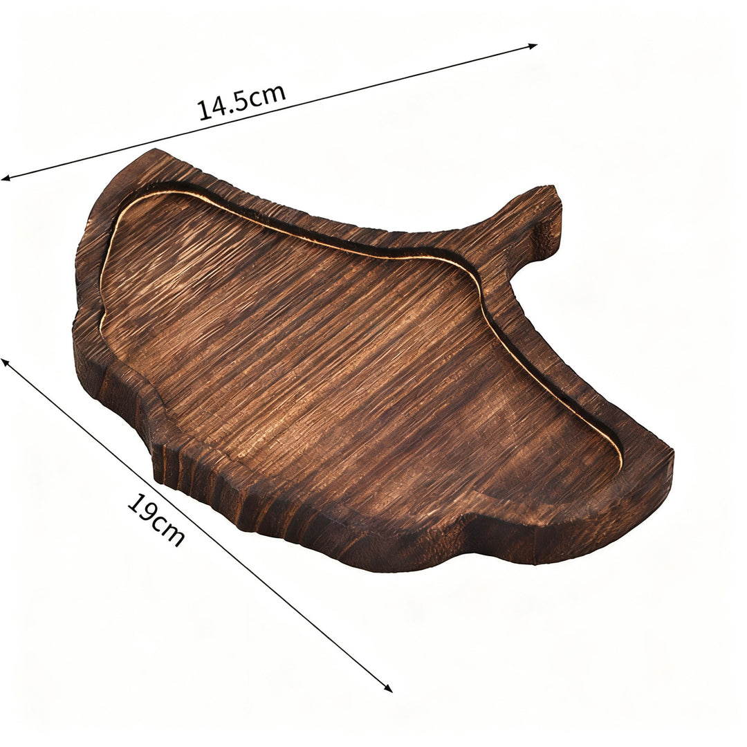 Wood serving tray, leaf shape, neochinese design