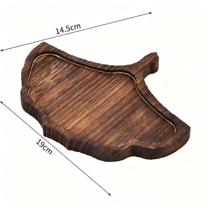 Wood serving tray, leaf shape, neochinese design