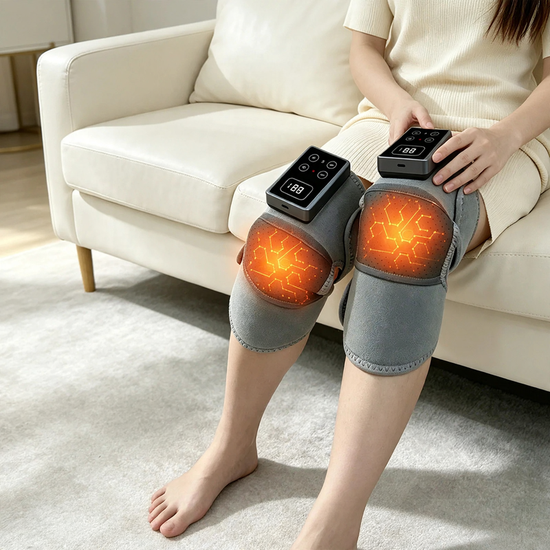 Heating knee brace with vibration massage