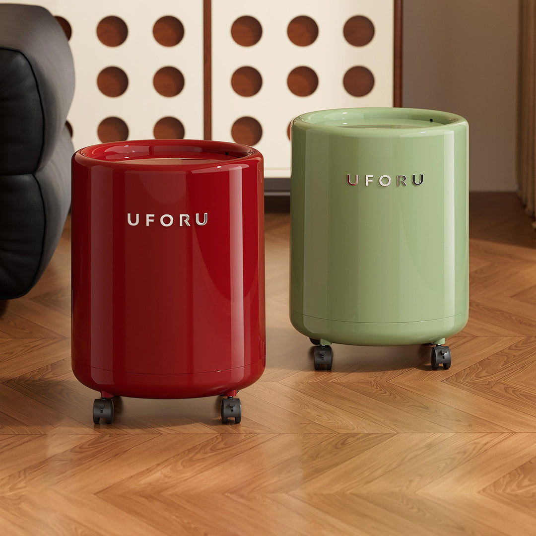 Trash can with lid and wheels, 12 L, plastic