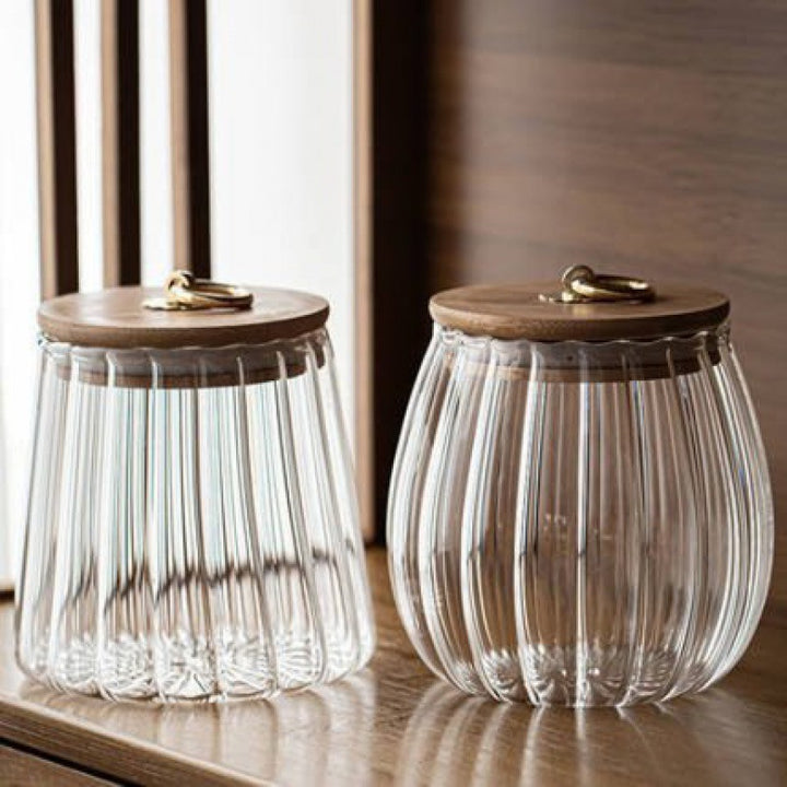 Flower-shaped glass storage, transparent, modern