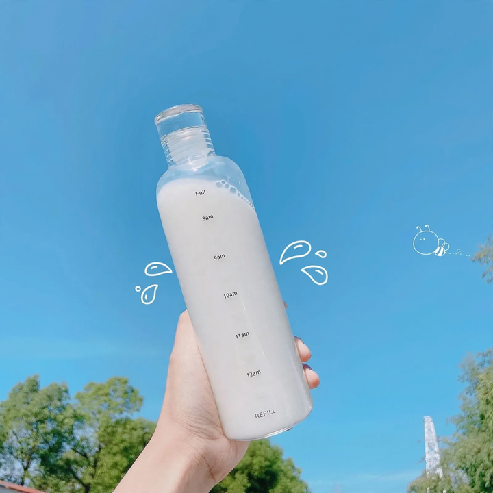 Borosilicate glass bottle for filling, transparent