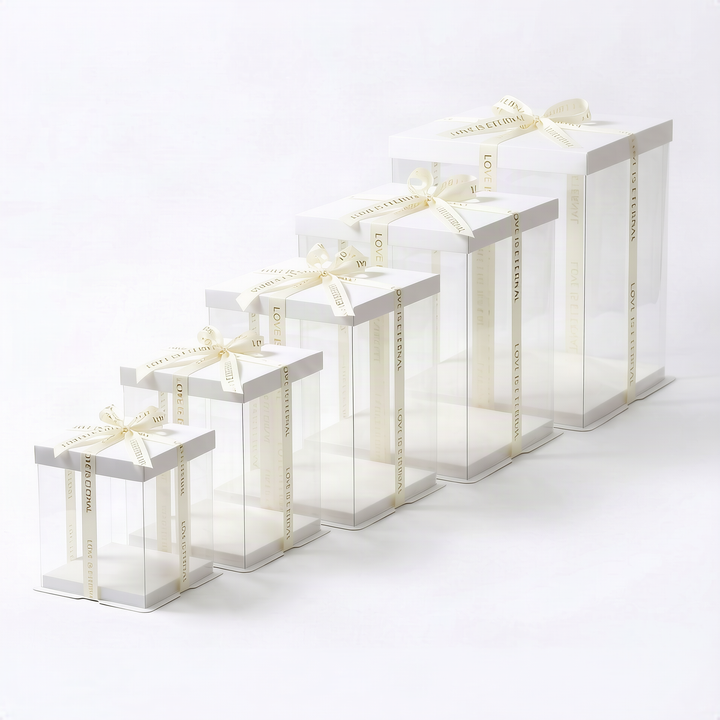Transparent cake boxes, various sizes