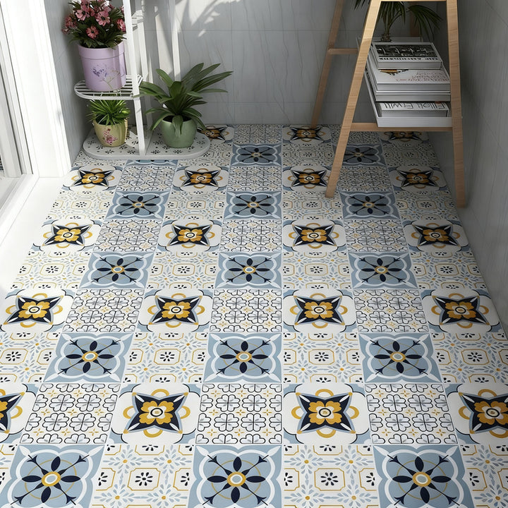 Self-adhesive PVC flooring with tile appearance