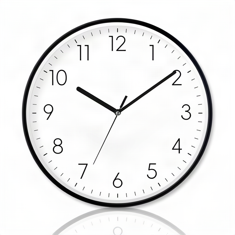 Quartz wall clock, plastic, hands, 20–40 cm