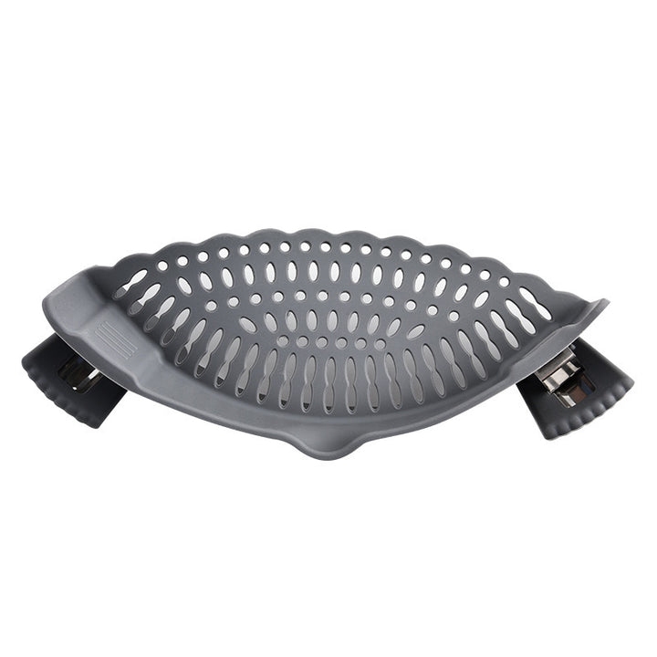 Silicone sieve for clamping onto pot edge