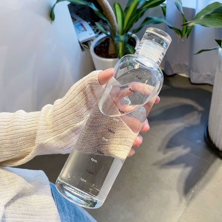 Borosilicate glass bottle for filling, transparent