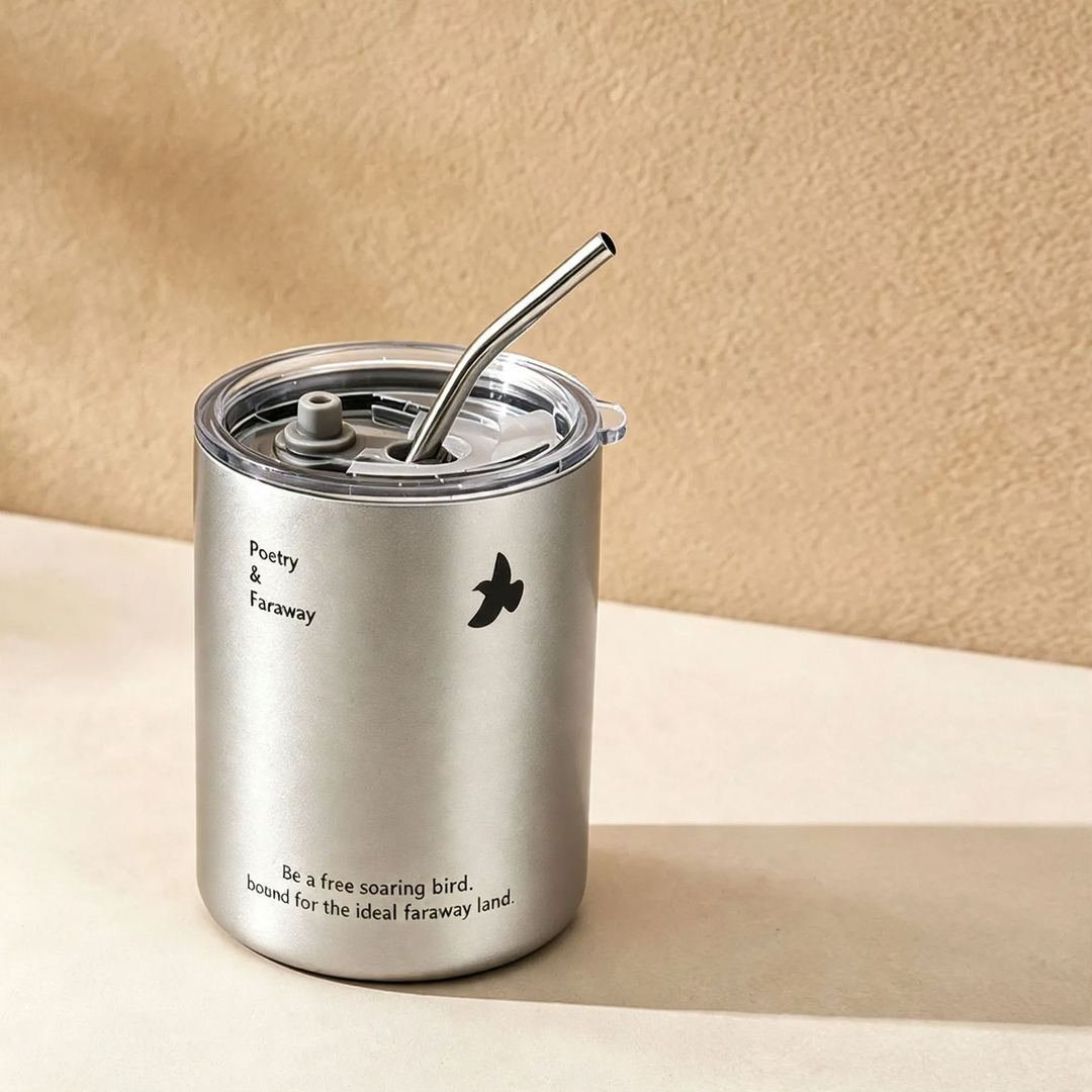 Insulated mug 350–600 ml with double wall and drinking lid