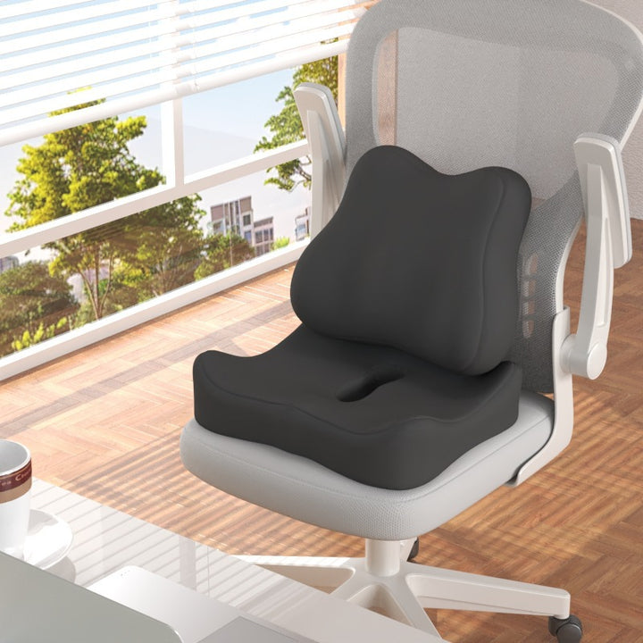 Seat cushion with lumbar support, memory foam