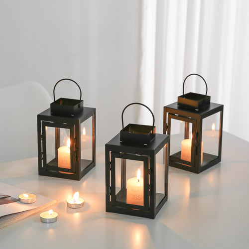 Black metal lantern, dome shape
