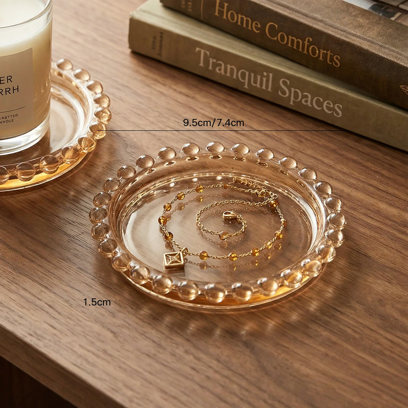 Glass bowl with pearl decoration, Nordic design