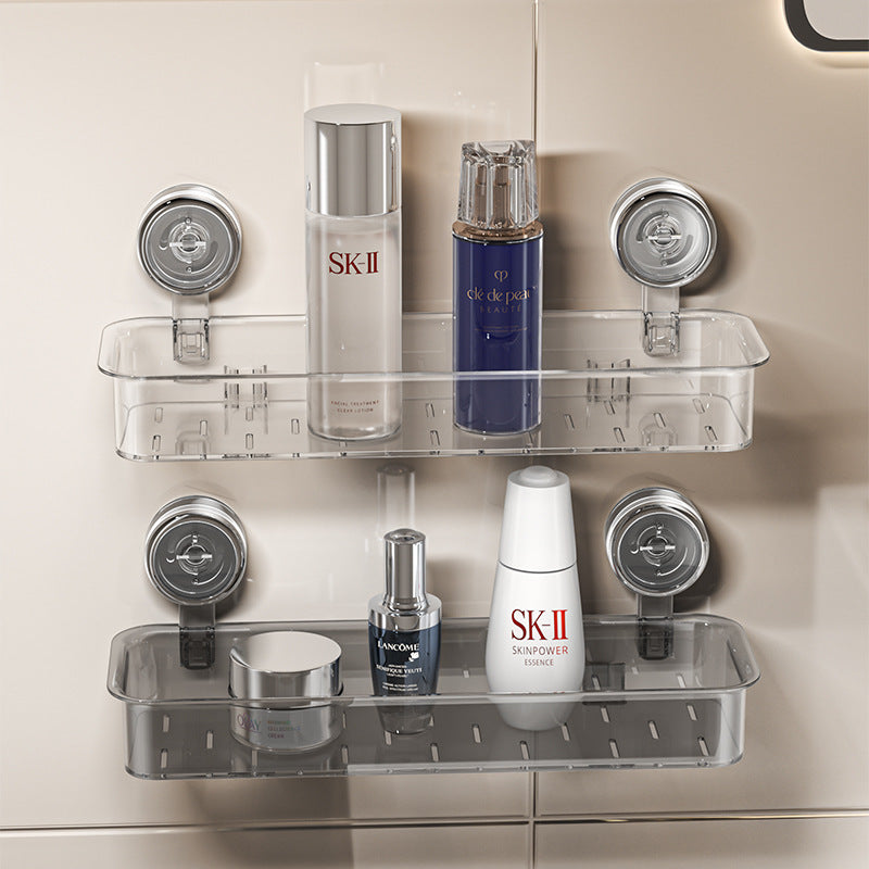 Bathroom shelf with suction cup, wall mountable