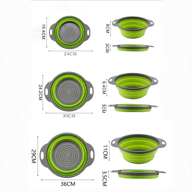 Folding vegetable bowl with strainer
