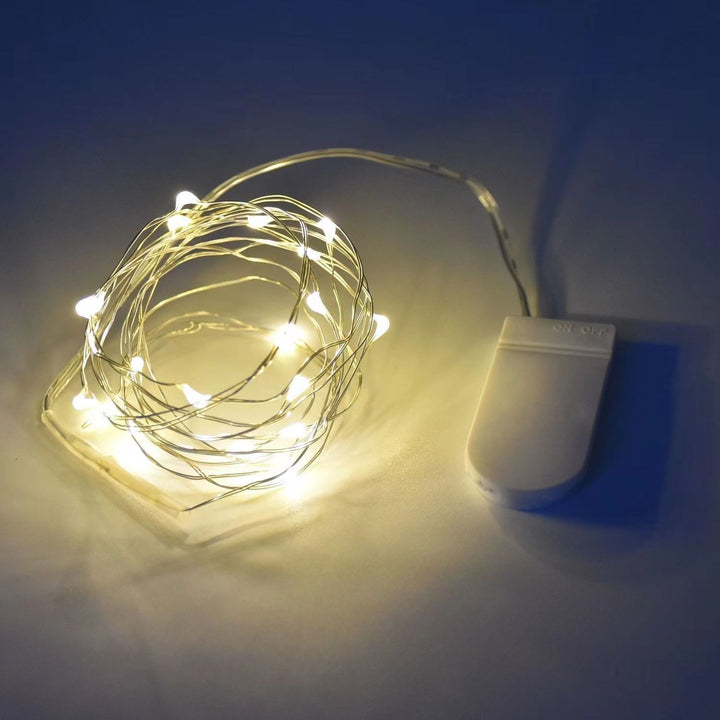 LED string lights with button cell battery, 1–3 m