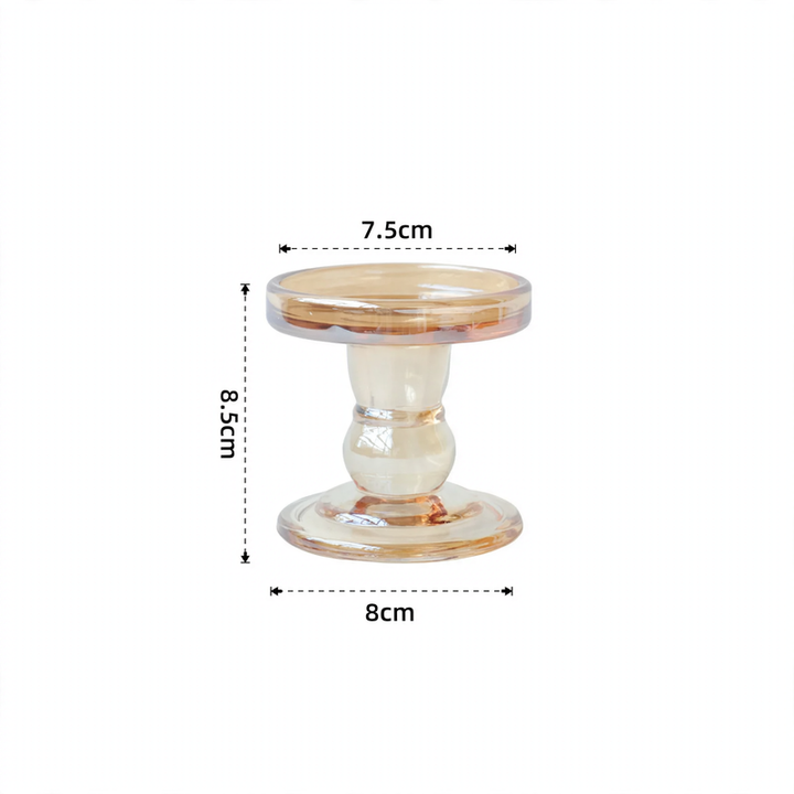 Glass candle tray with pillar base, modern