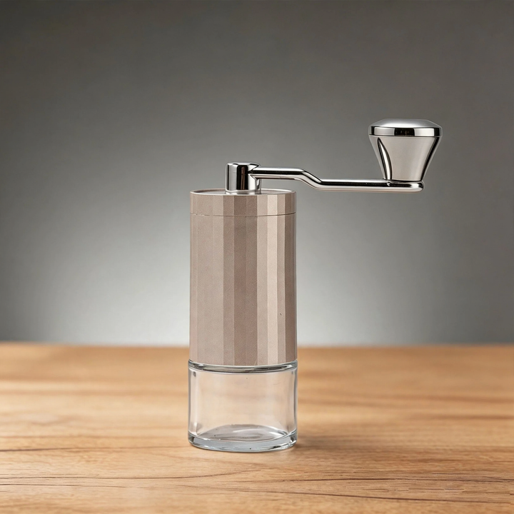 Hand coffee grinder with CNC grinding mechanism and brush