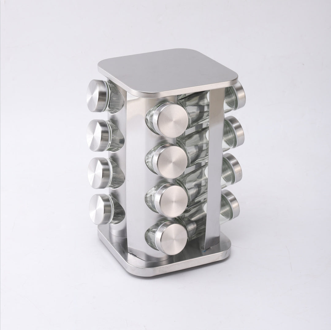 Rotating spice rack made of stainless steel