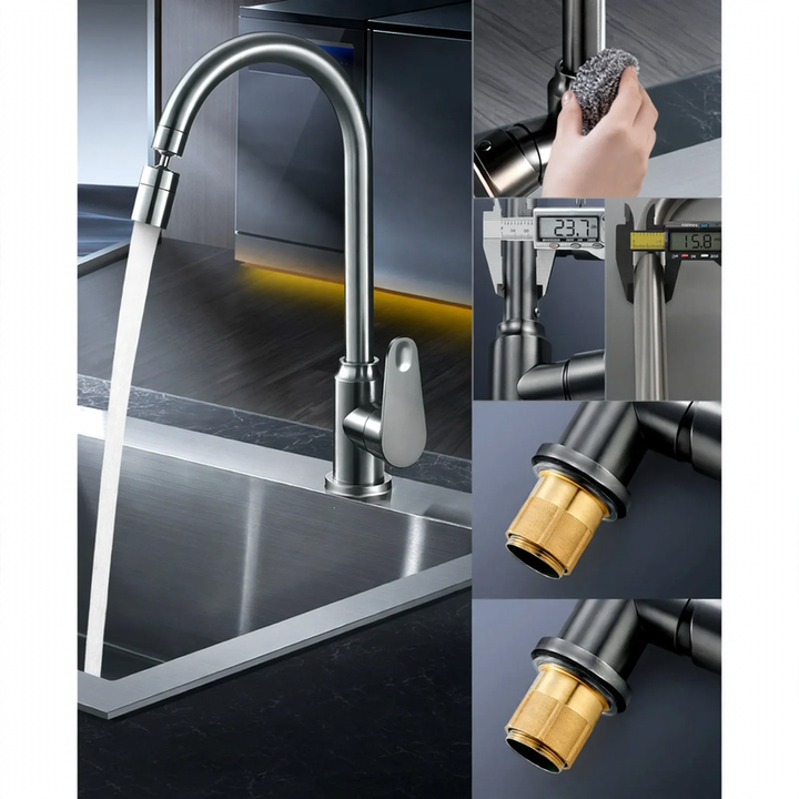Kitchen mixer with universal joint and pressure compensation