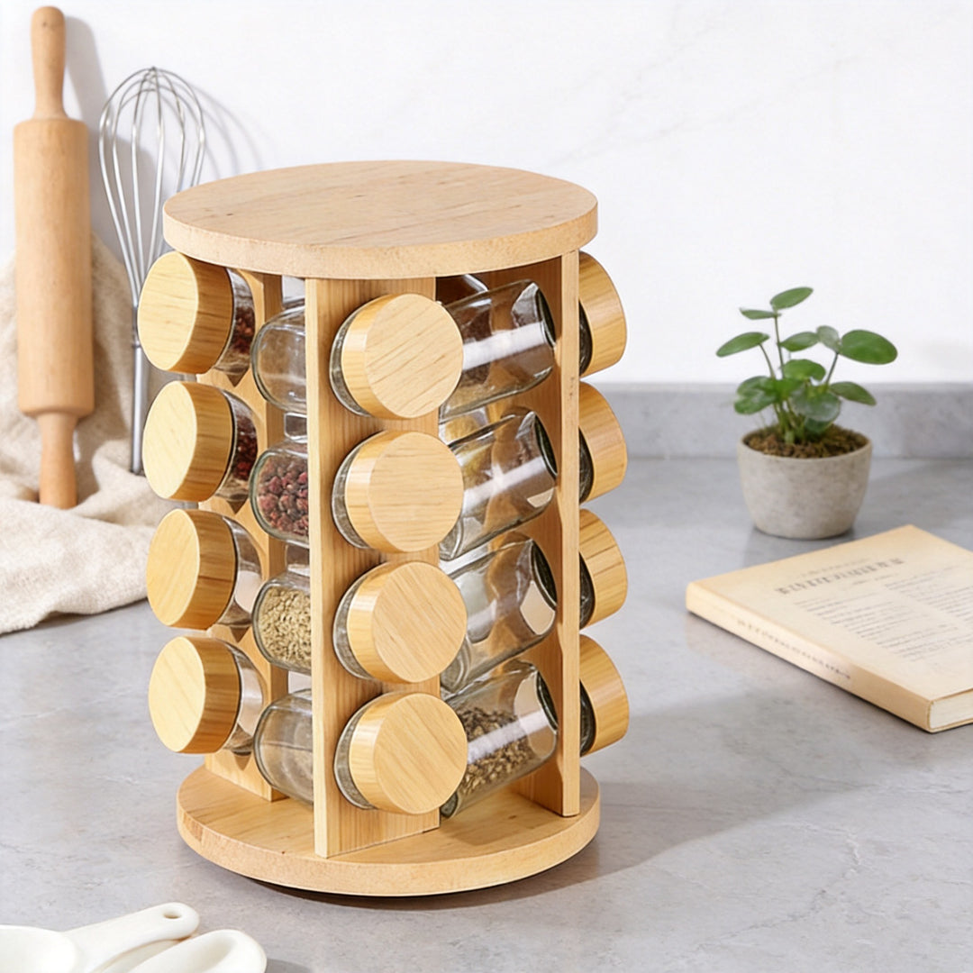 Rotating spice rack made of stainless steel