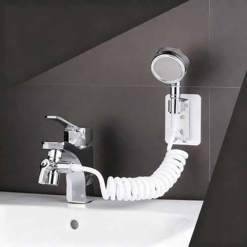 Faucet attachment with shower head and filtration