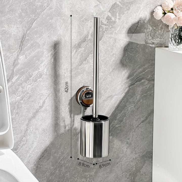 Stainless steel toilet brush with suction cup