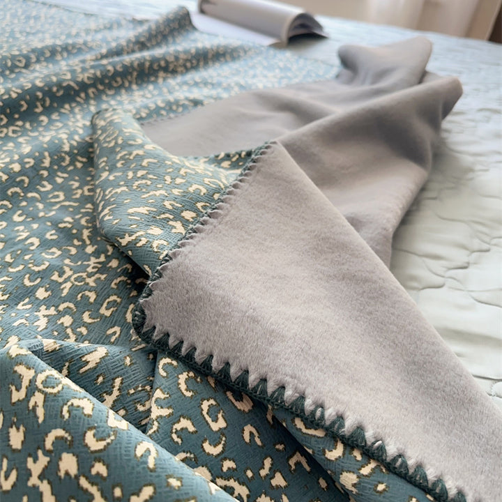 Wool blanket with geometric pattern