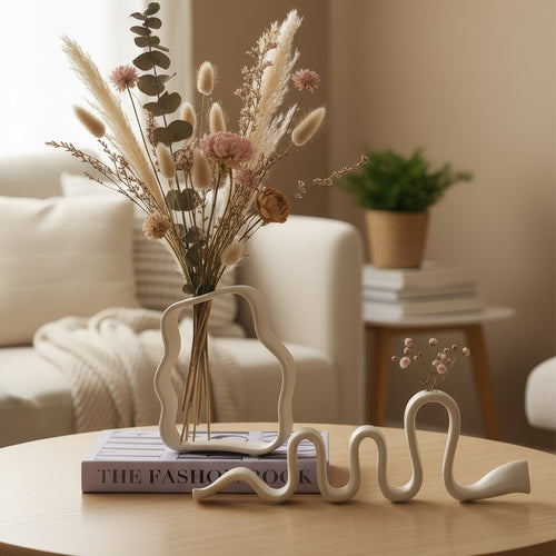 Geometric Ceramic Vase, Nordic Design