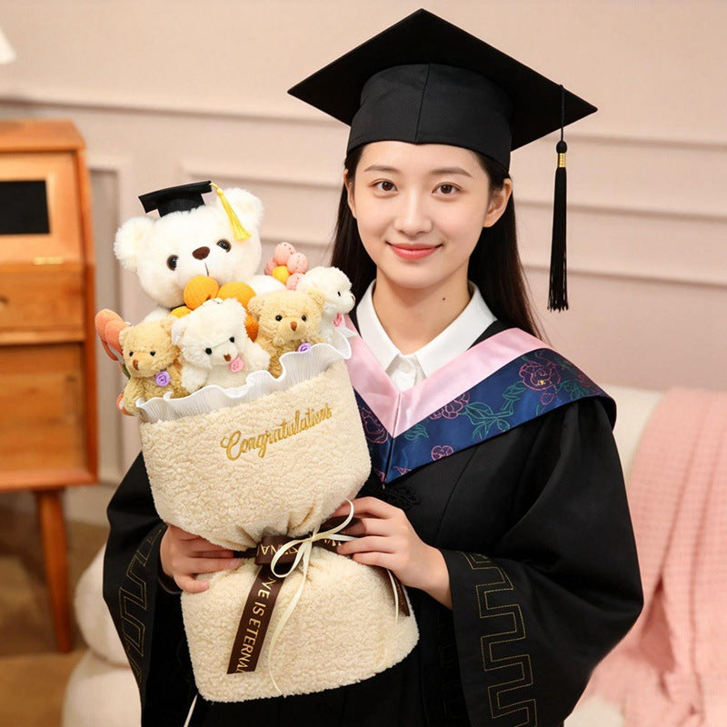 Plush teddy bear with bouquet, 45 cm