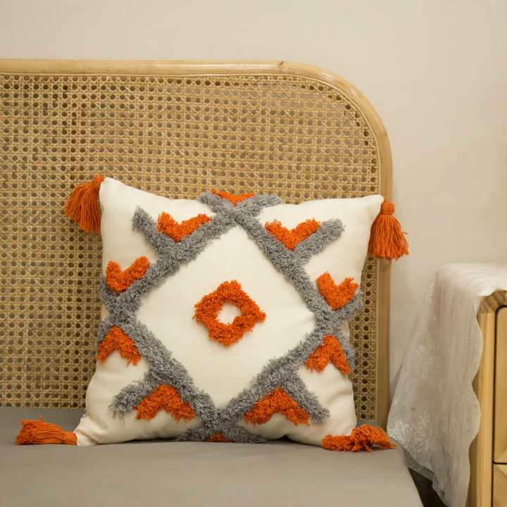 Decorative cushion with embroidery, cotton