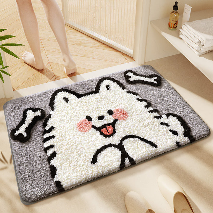 Cartoon doormat made of faux fur, washable