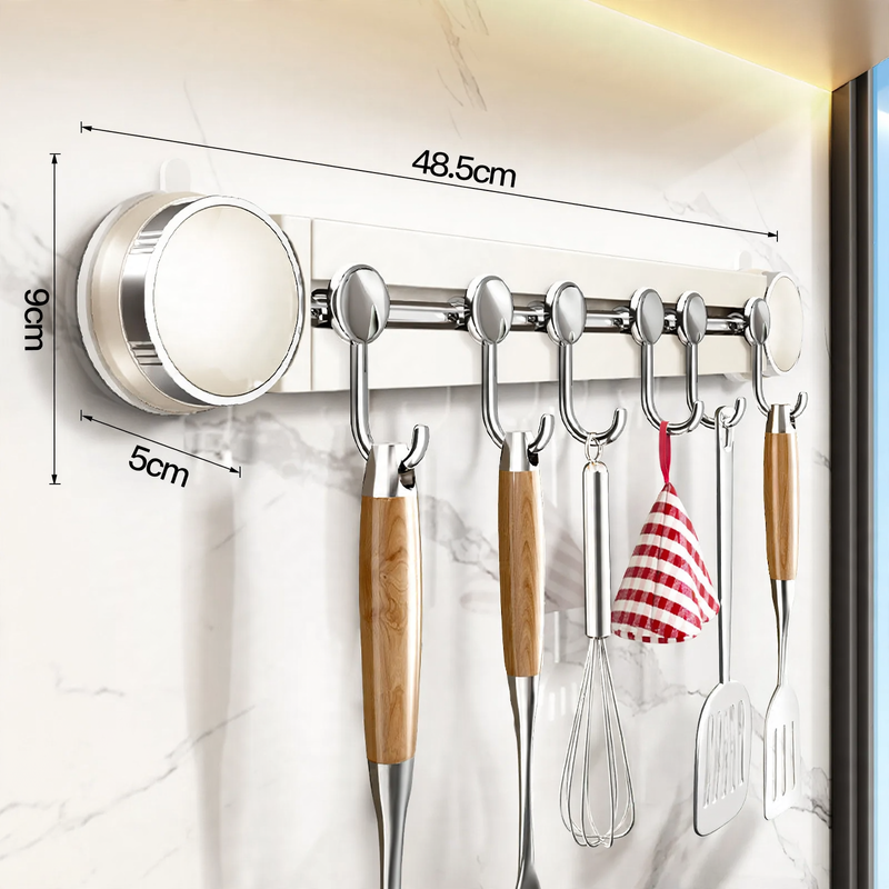 Wall-mounted shelf with hooks, 6–10 hooks