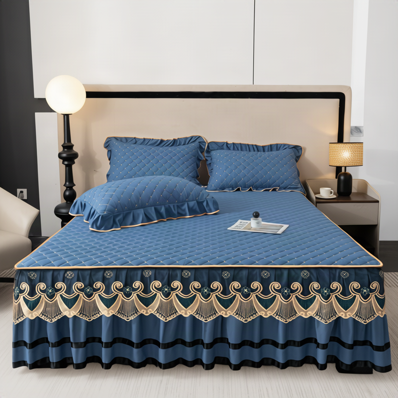 Bed skirt with ruffles, cotton, 1.8 m bed