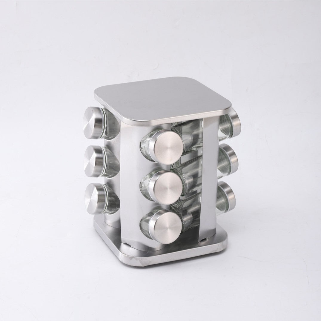 Rotating spice rack made of stainless steel