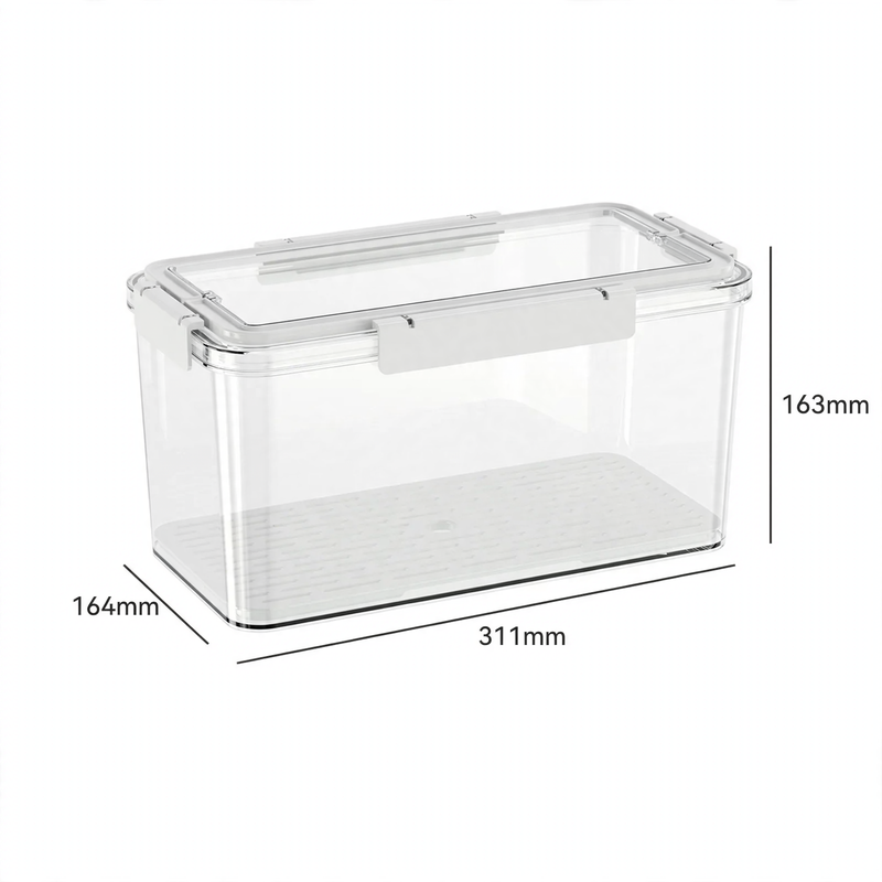 Plastic storage container for refrigerator and freezer