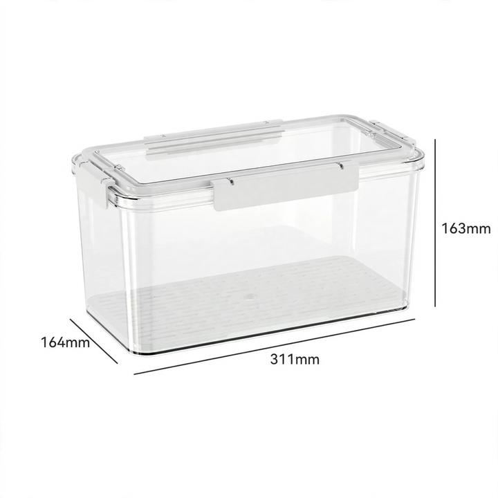Plastic storage container for refrigerator and freezer