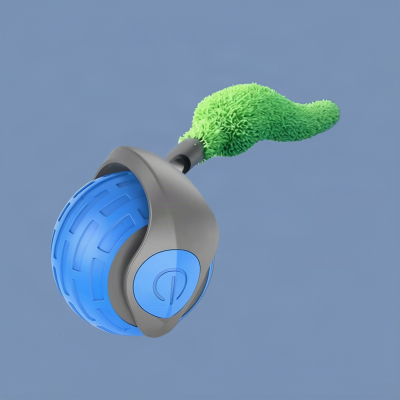 Rubber play ball for dogs with tail