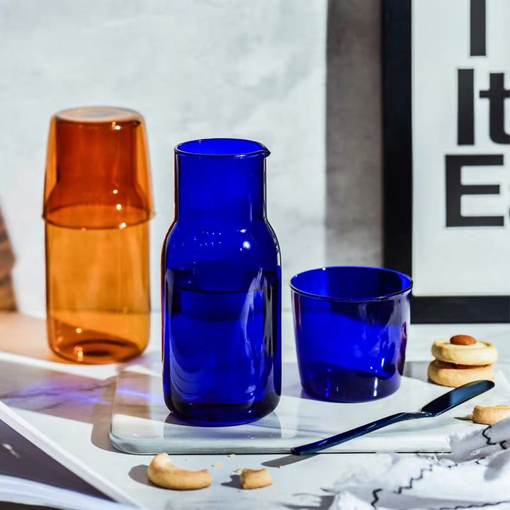 Glass jug with glass, heat resistant