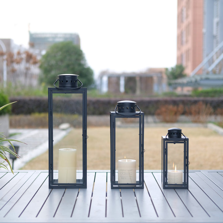 Black metal lantern, dome shape