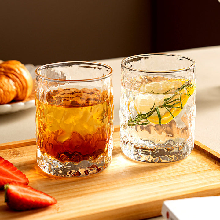 Glass tumblers, approx. 200 ml, with wave pattern