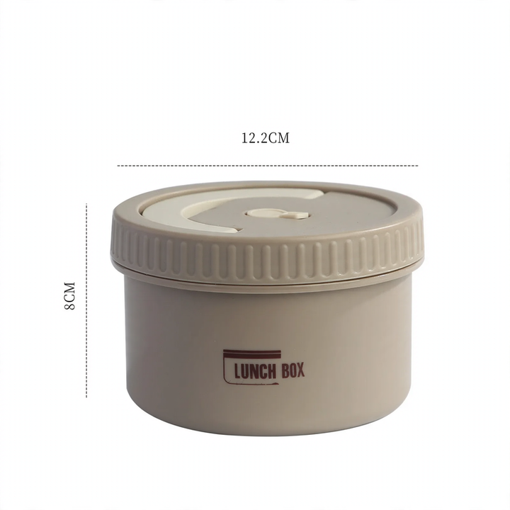 Stainless steel lunch box, round, 470–600 ml, with lid